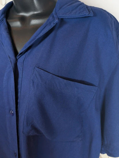 Vintage Maggie Lawrence Sport Blue Shirt Medium Rayon Button Through