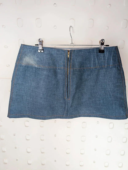 Vintage Clyde Sheriffe Denim Mini Skirt Low Rise Split Front Made in England