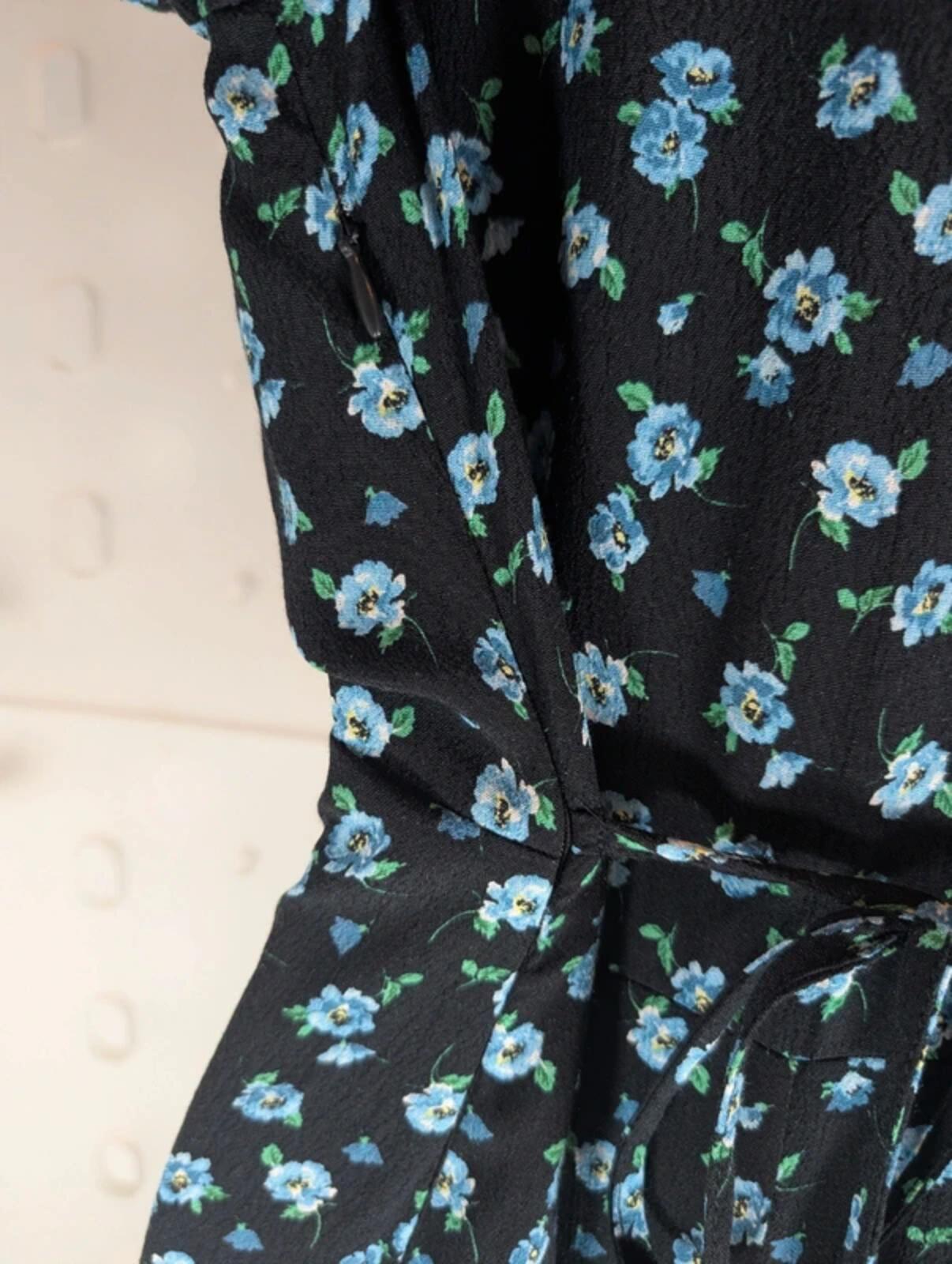 Nobody's Child Floral Maxi Dress Black Blue Ditsy Print UK12