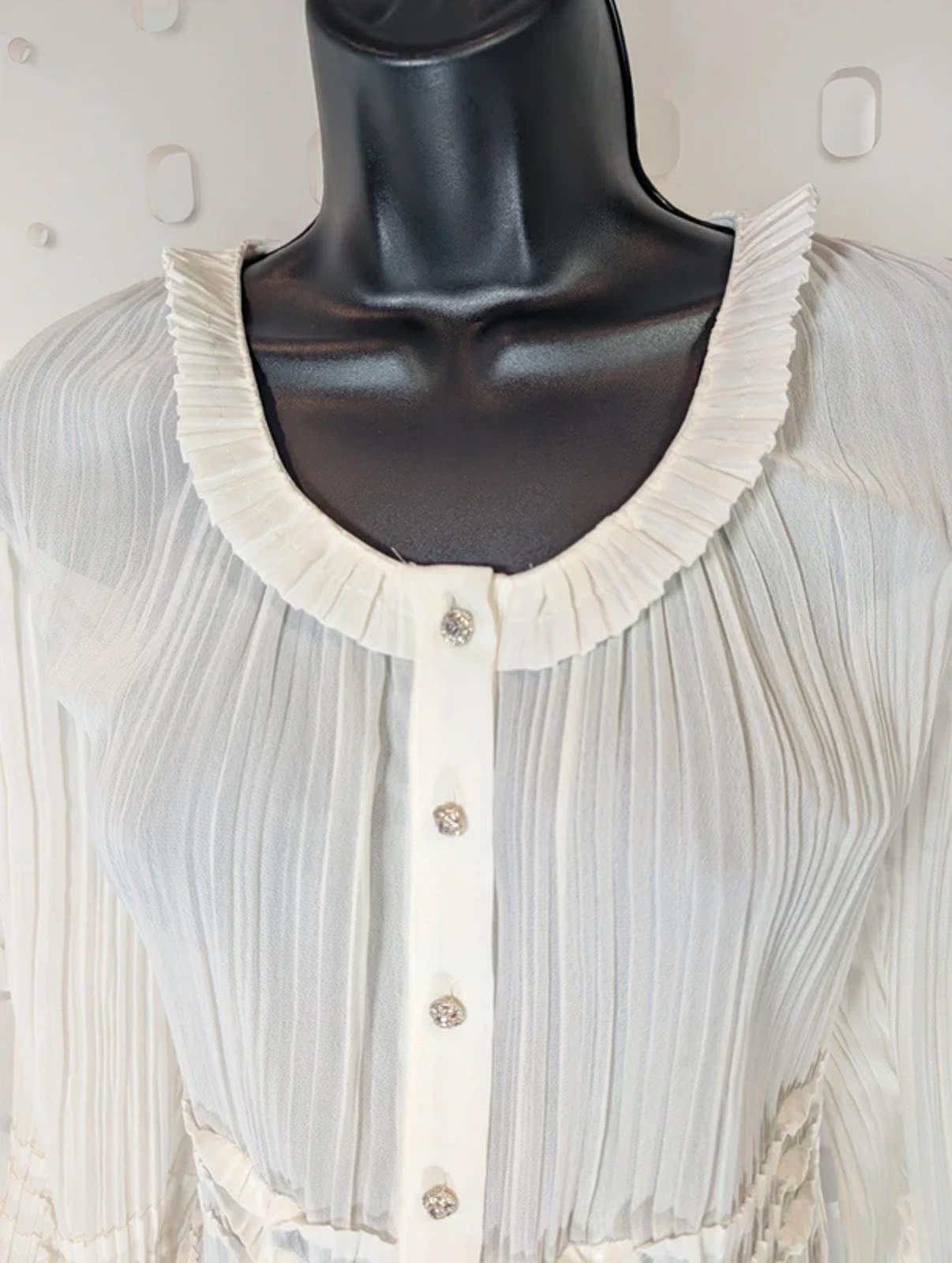 CCDK Copenhagen Pleated Blouse Diamante Buttons EU 38