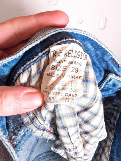 True Religion Denim Shorts Vintage Wash Waist 29