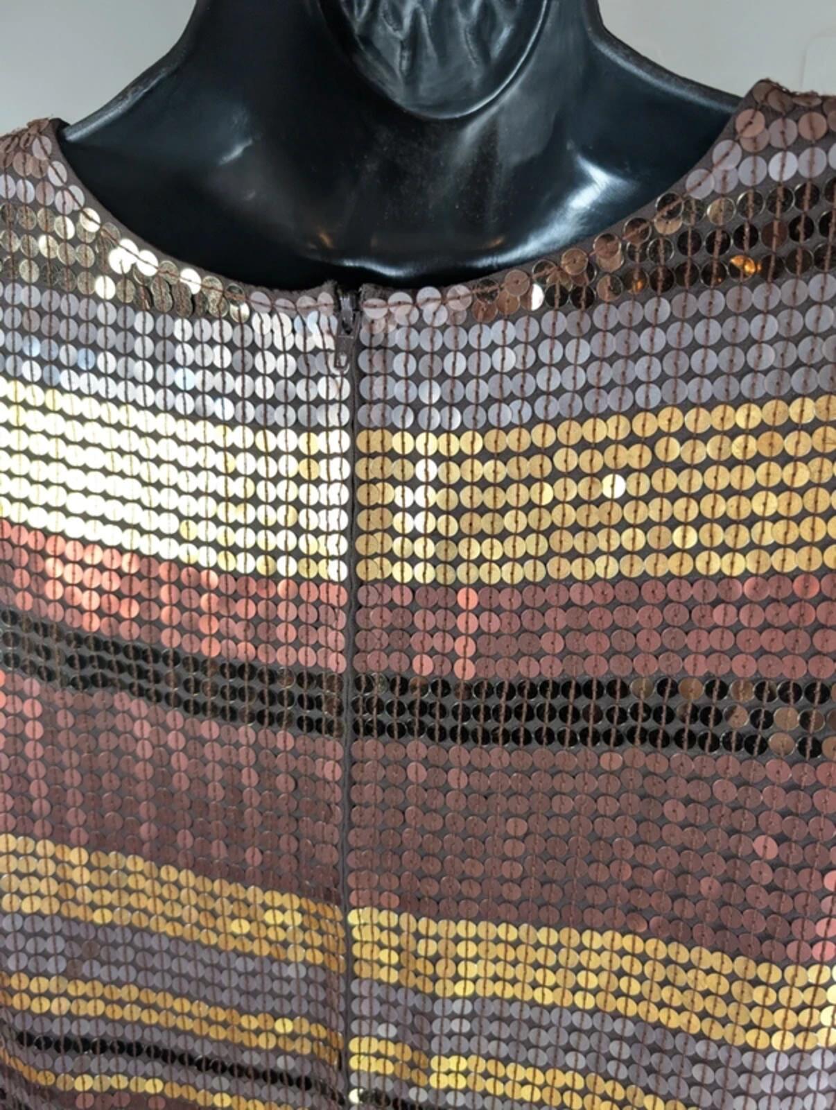 Vintage Opera at Richards Sequin Sleeveless Top Gold Rust Bronze UK16