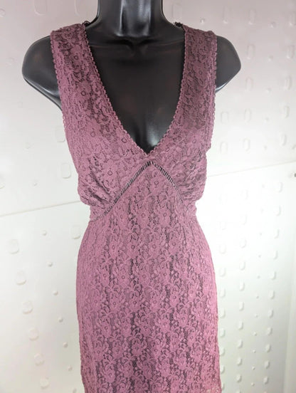 Topshop mauve lace up bodycon dress UK12