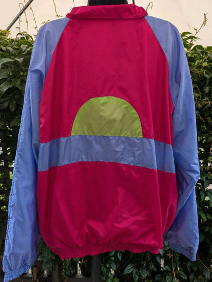 Vintage 1980s Neon Shell Suit Jacket Pink Purple XL