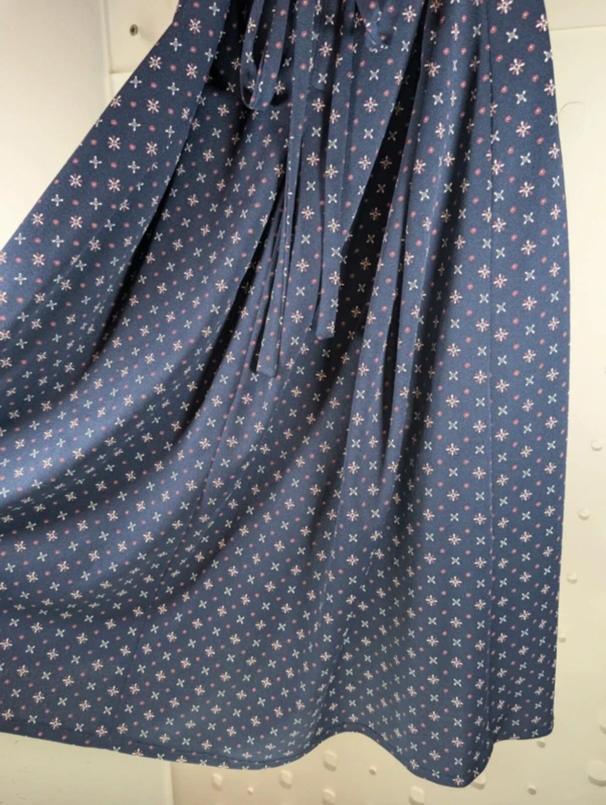 Vintage Berkertex Rose Tea Dress Navy Geometric Print UK14