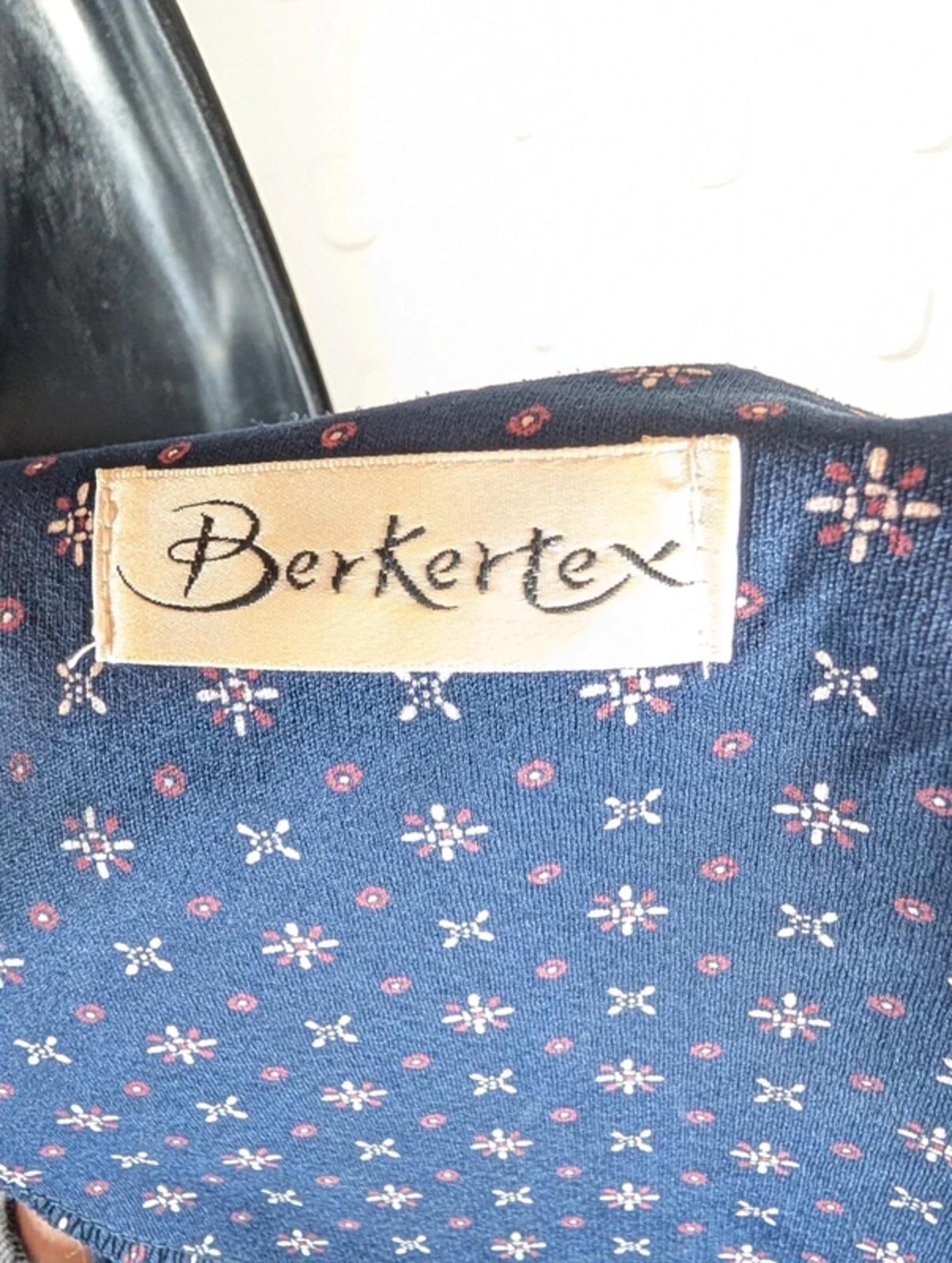 Vintage Berkertex Rose Tea Dress Navy Geometric Print UK14