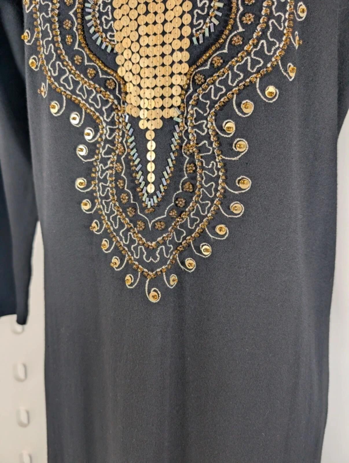 Indigo Moon NWT Embroidered Cotton Kaftan Dress Boho Festival