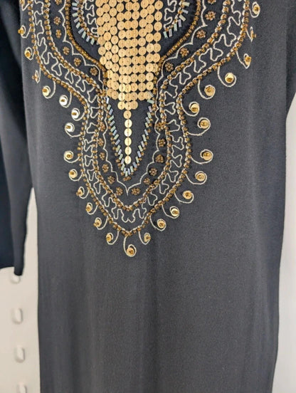 Indigo Moon NWT Embroidered Cotton Kaftan Dress Boho Festival