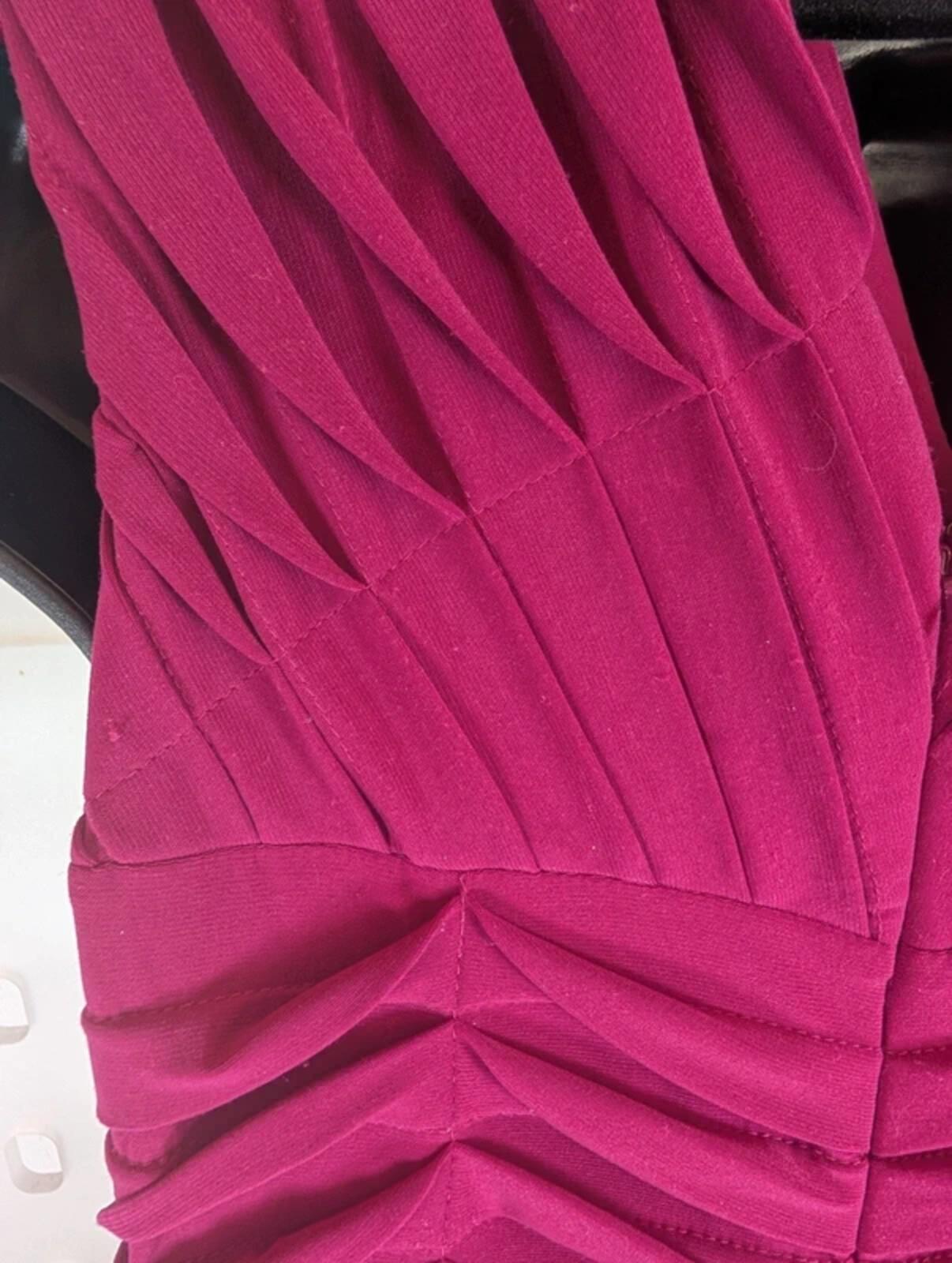 Adrianna Papell Ruched Bodycon Dress UK8 Magenta Stretch Occasion