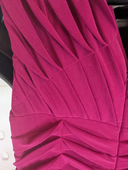 Adrianna Papell Ruched Bodycon Dress UK8 Magenta Stretch Occasion