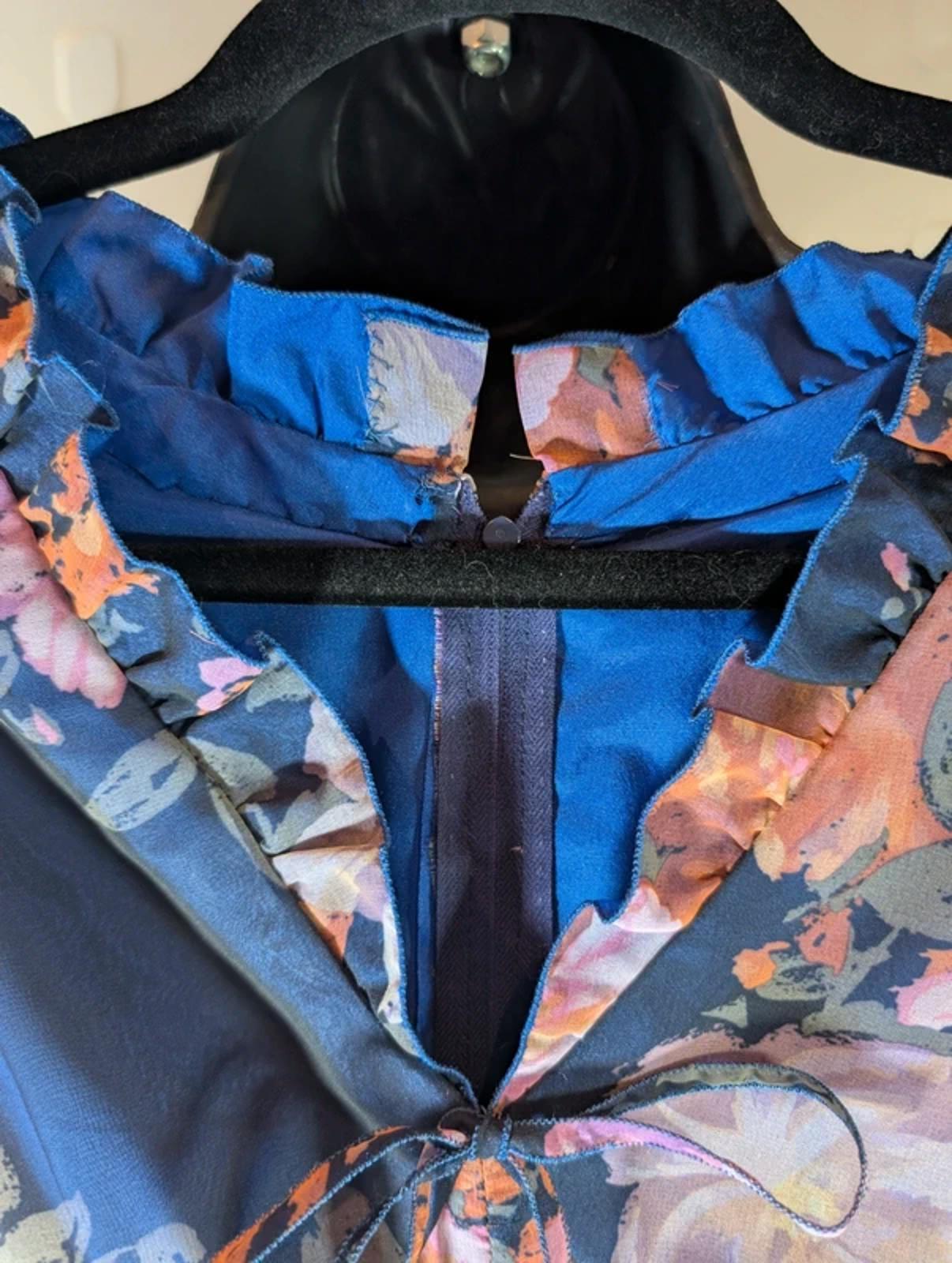 Vintage 70s Floral Maxi Dress – Empire Line – Sheer Overlay – UK 12/14