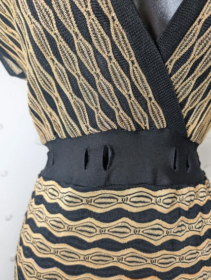 Missoni Vintage Knit Dress UK10 Made in Italy Cut-Out Waist