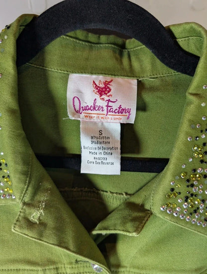 Quacker Factory Embellished Rhinestone Jacket Size S