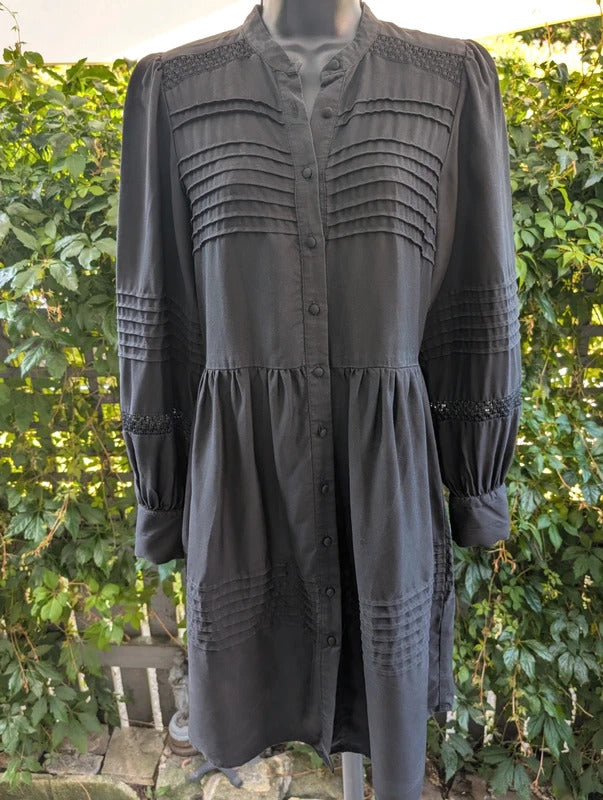 Levete Room Cotton Pintuck Dress Black Small