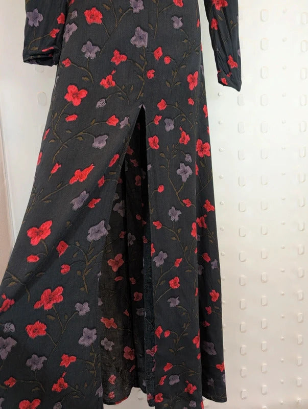 Reformed Charcoal Floral Cut Out Maxi Dress Small