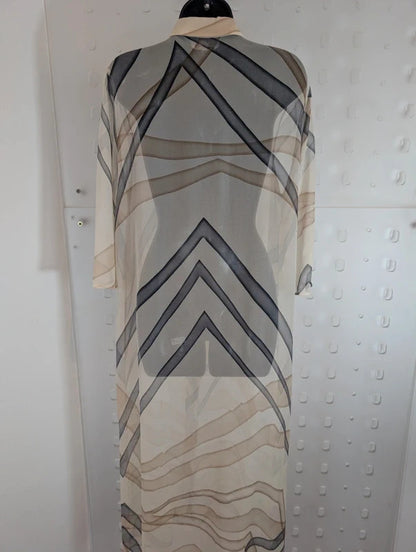 Vintage Max Mara Pura Seta Pure Silk Geometric Maxi Shirt Dress Made in Italy