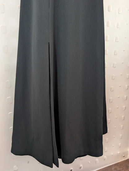 Vintage 90s Laura Ashley Black Strappy Maxi Dress UK12 Made in UK