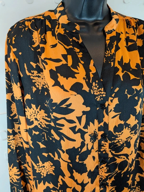 M&S Autograph Orange Botanical Print Blouse UK12