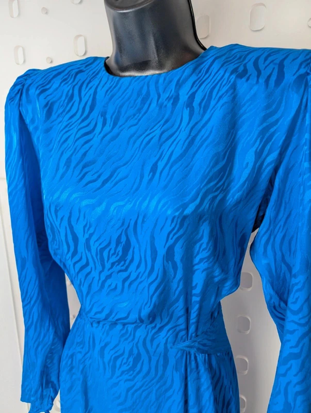 Vintage 80s Pure Silk Dress – Argenti Made in Hong Kong Statement Shoulders UK10