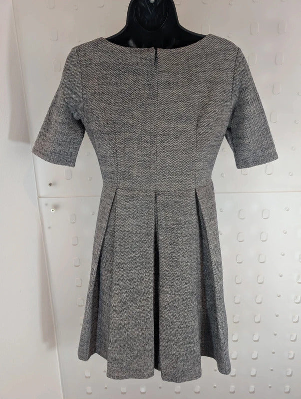 Komodo Grey Cotton Wool Fit & Flare Dress Size 1 UK8