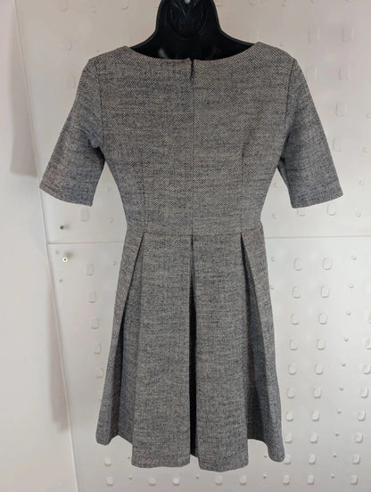 Komodo Grey Cotton Wool Fit & Flare Dress Size 1 UK8