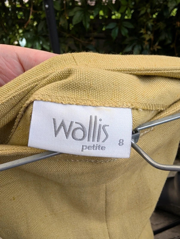 Vintage Wallis Petite Linen Blend Trouser Suit Lime Green UK8