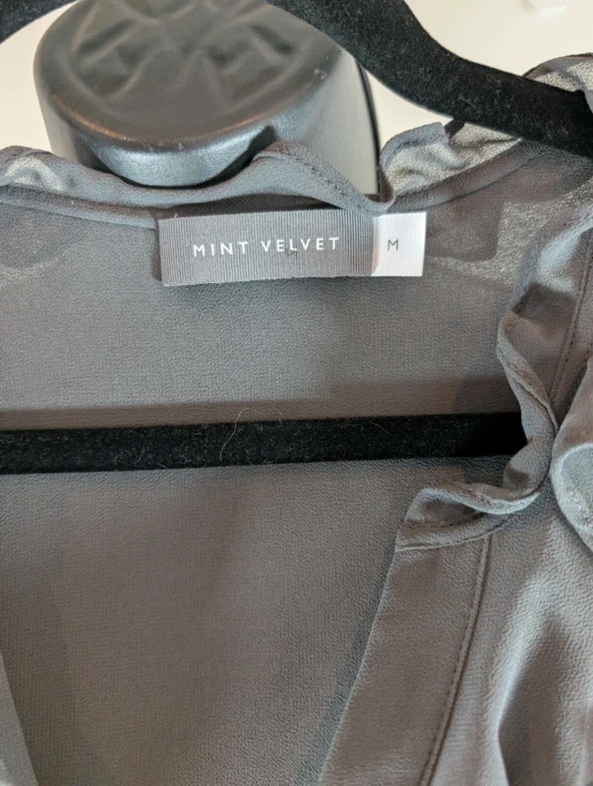 Mint Velvet Dark Grey Longline Ruffle Blouse Medium