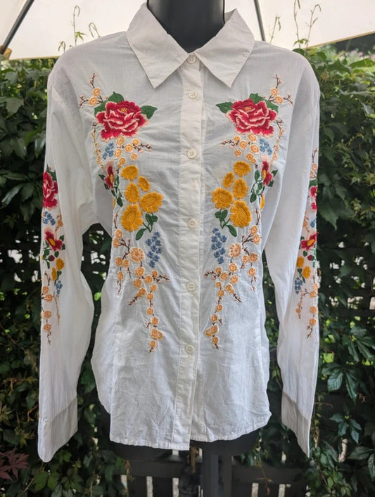 Cake Couture Embroidered Cotton Shirt White XL