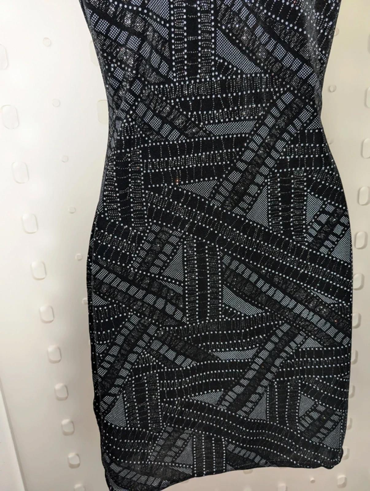 Velvet Sparkle Bodycon Dress – Asymmetric Hem Racer Cut Party uk8