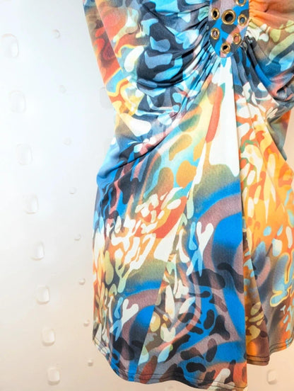 Joseph Ribkoff Draped Top – Eyelet Detail – UK 18 Stretch Jersey