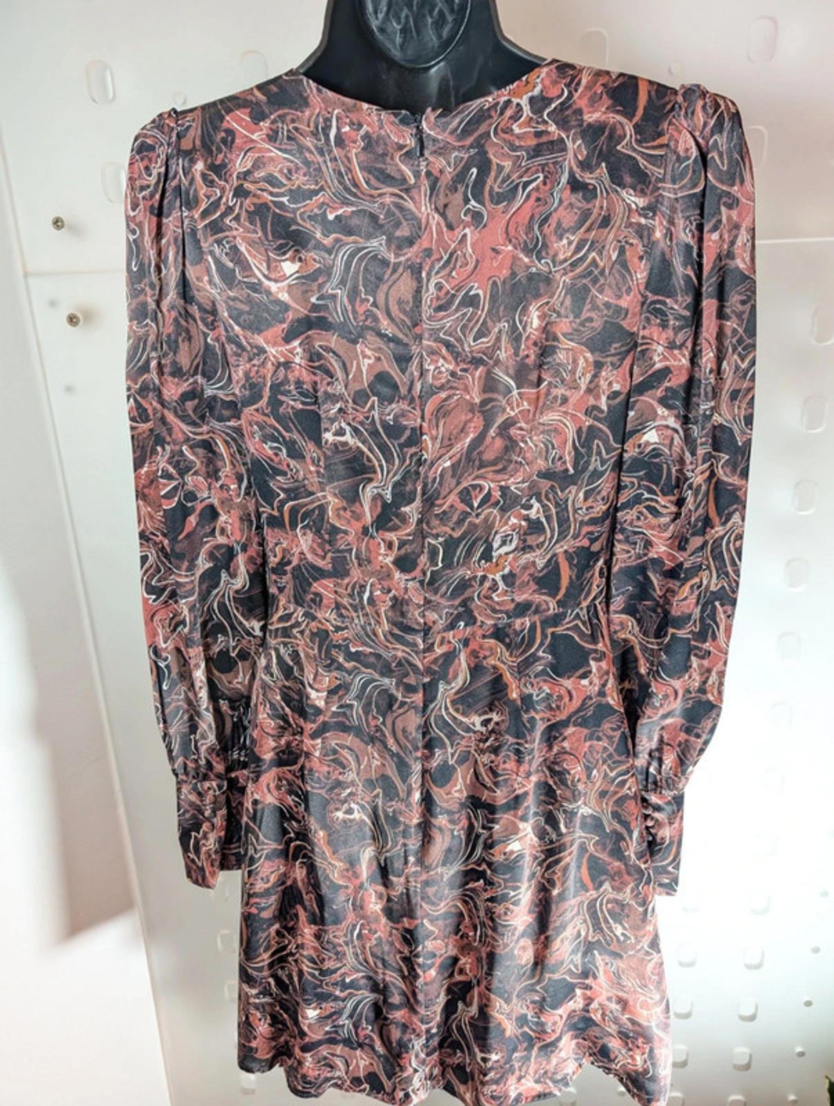 Mint Velvet Marble Print Cowl Dress | UK 6 | Autumnal Earth Tones