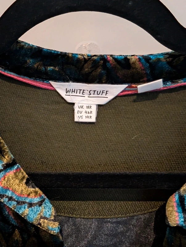 White Stuff Peacock Print Velvet Dress UK18R