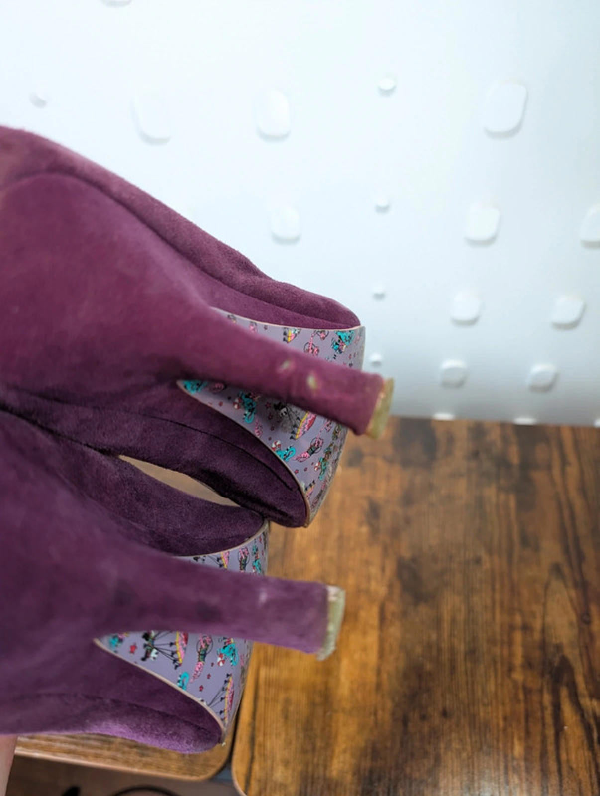 Irregular Choice purple suede heels | UK 6 | Bow & cat detail | Project pair