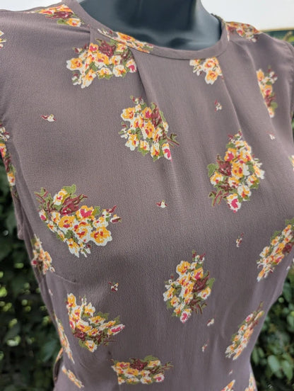 Alice Collins Floral Midi Dress Taupe UK10