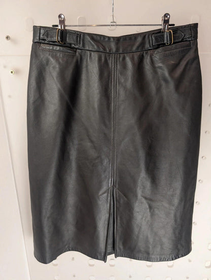 GAP Black Real Leather Midi Skirt – Size 8