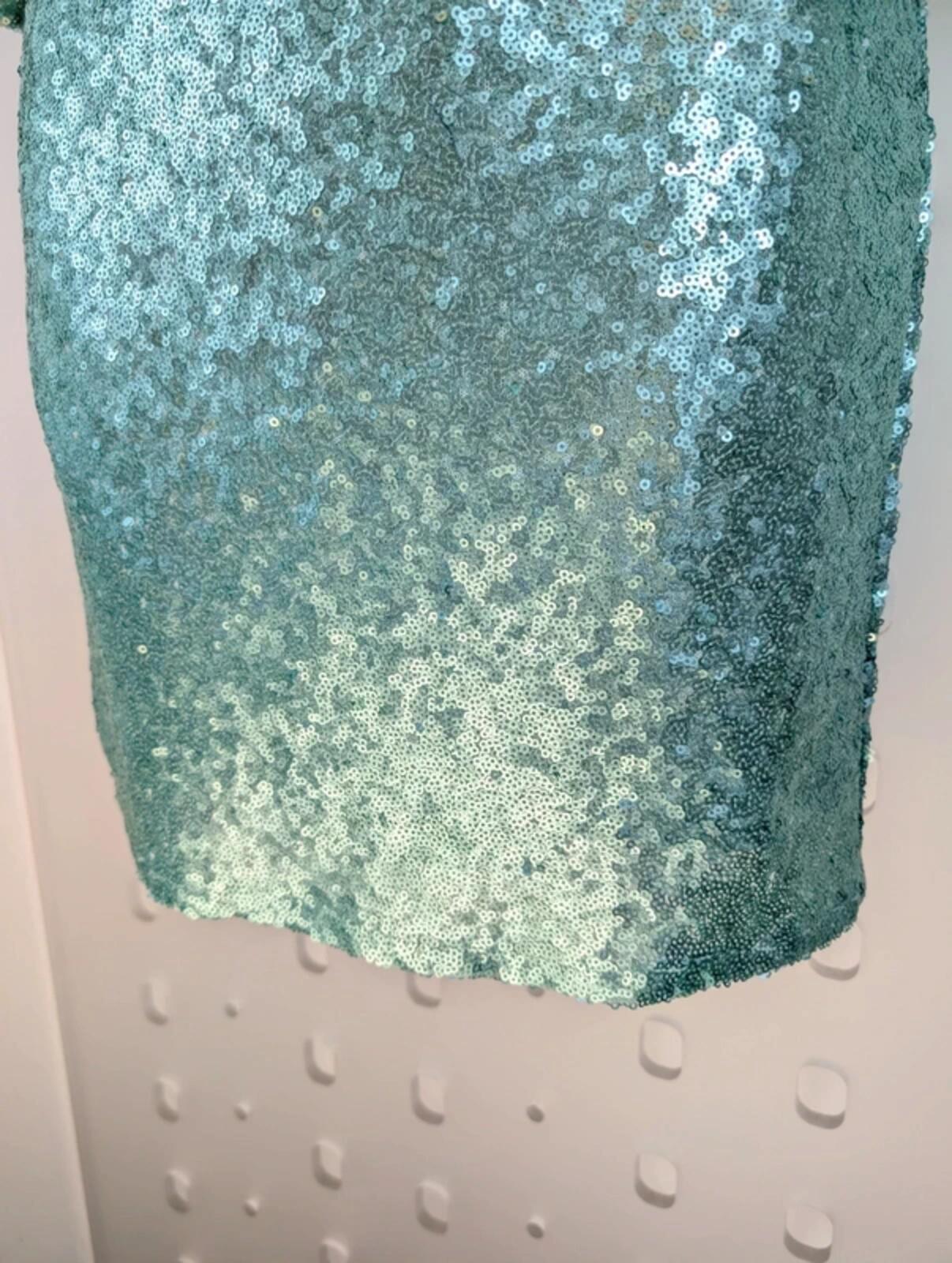 BlinQ Turquoise Sequin Dress UK10 Mermaid Shimmer 3/4 Sleeve Occasion Party