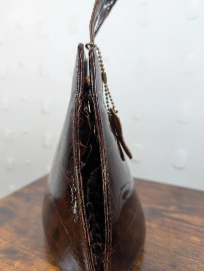 Dericci brown patent leather mini box bag