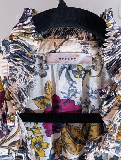 Per Una floral frill blouse UK18.
