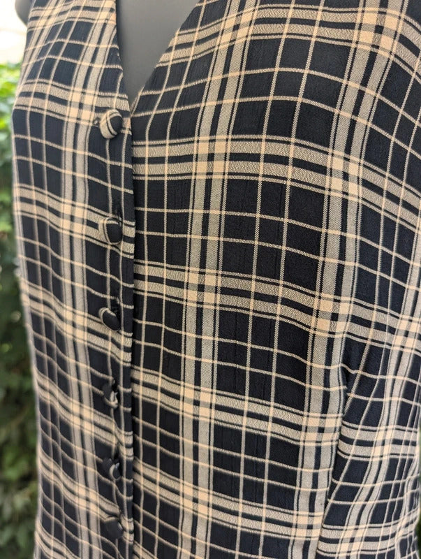 Vintage Meiling Check Longline Sleeveless Shirt UK16