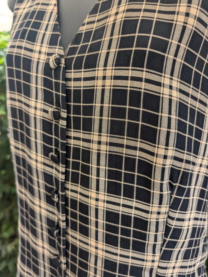 Vintage Meiling Check Longline Sleeveless Shirt UK16