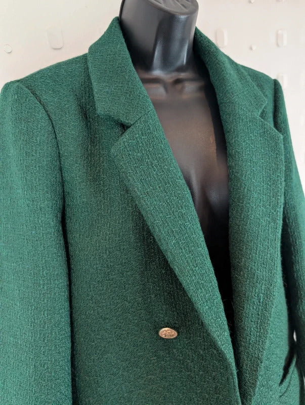 Next Emerald Green Oversized Gold Button Blazer Jacket UK14