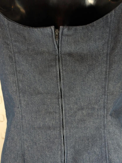 Vintage Y2K ZNJ stretch denim tassel hem dress UK12