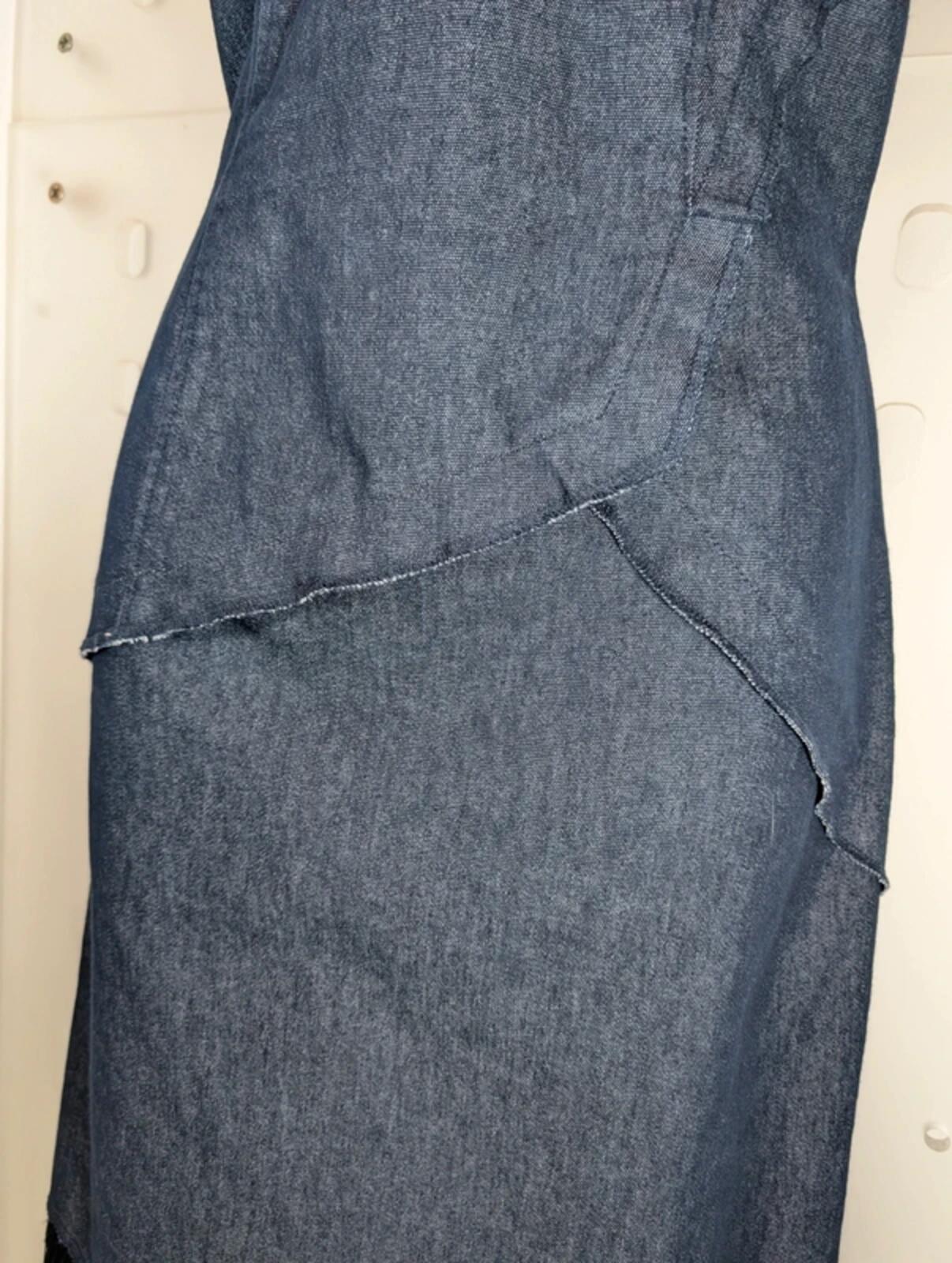 Vintage Y2K ZNJ stretch denim tassel hem dress UK12