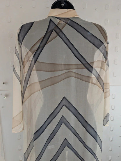 Vintage Max Mara Pura Seta Pure Silk Geometric Maxi Shirt Dress Made in Italy