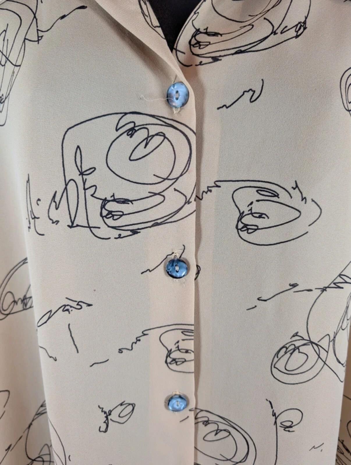 Vintage Anagram Signature Print Oversized Shirt UK Made Beige Black