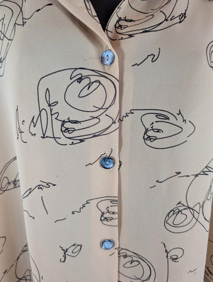 Vintage Anagram Signature Print Oversized Shirt UK Made Beige Black