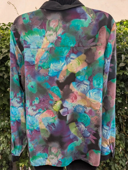 Pied à Terre 100% Silk Digital Rose Print Blouse UK12