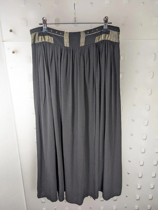 Elegant Louizon “Peejay” black faux wrap skirt UK14