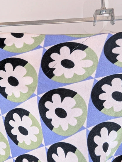 60s Mod Mini Skirt – Satin Finish – Geometric Print – XS