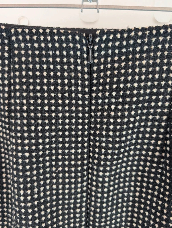 M&S Black & Cream Mini Pencil Skirt UK8 Made in UK